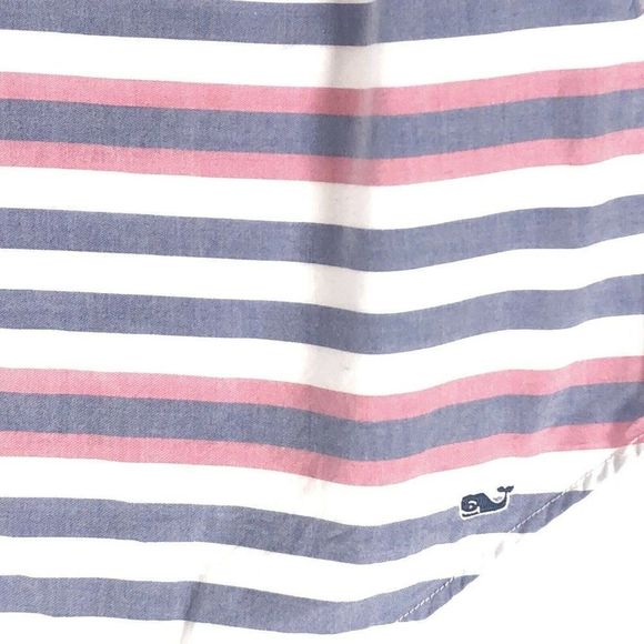 Vineyard Vines Button Up Popover Ladies 6 Blue Red Striped Cotton Long Sleeve - Picture 7 of 10
